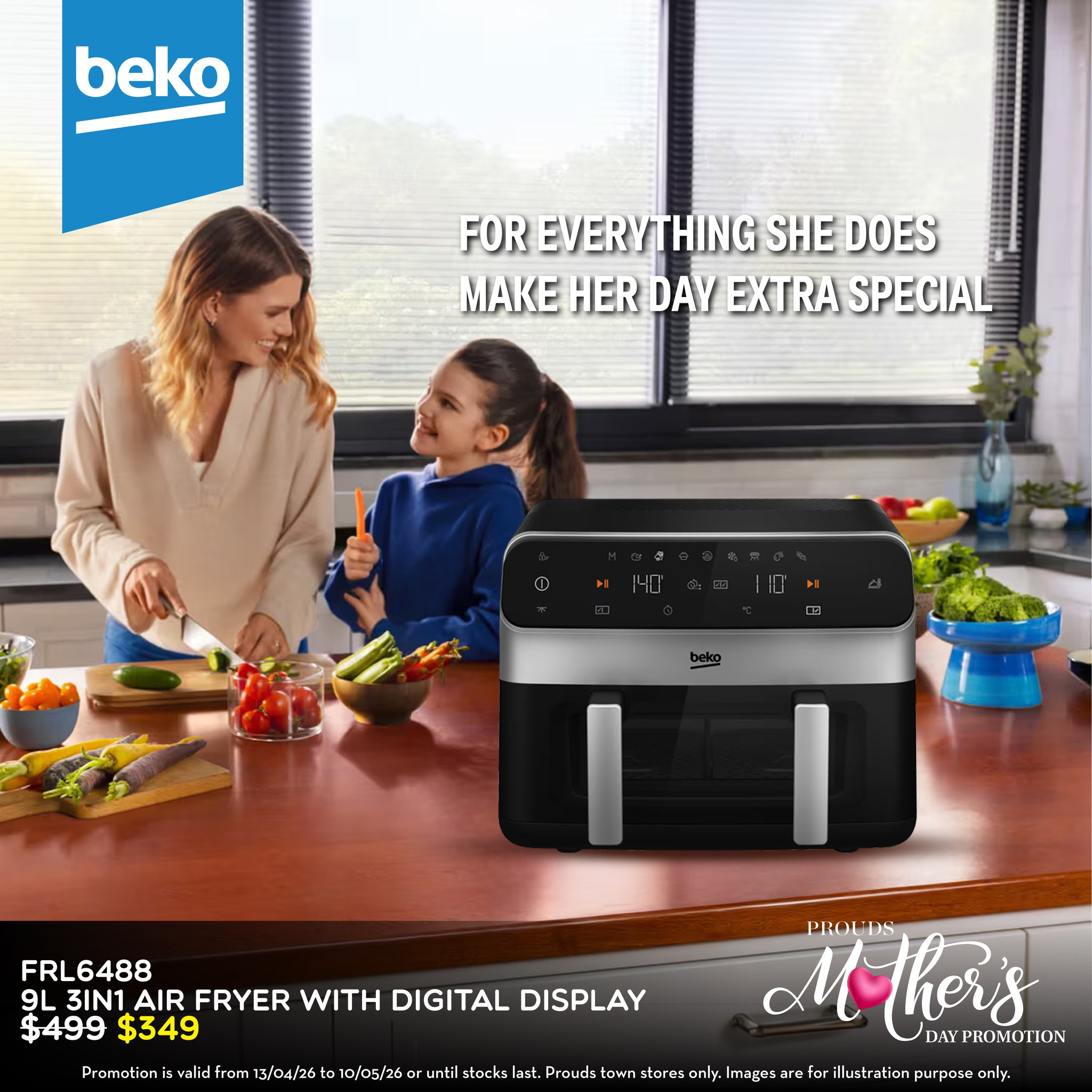 Beko 9L 3in1 Air Fryer with Digital Display