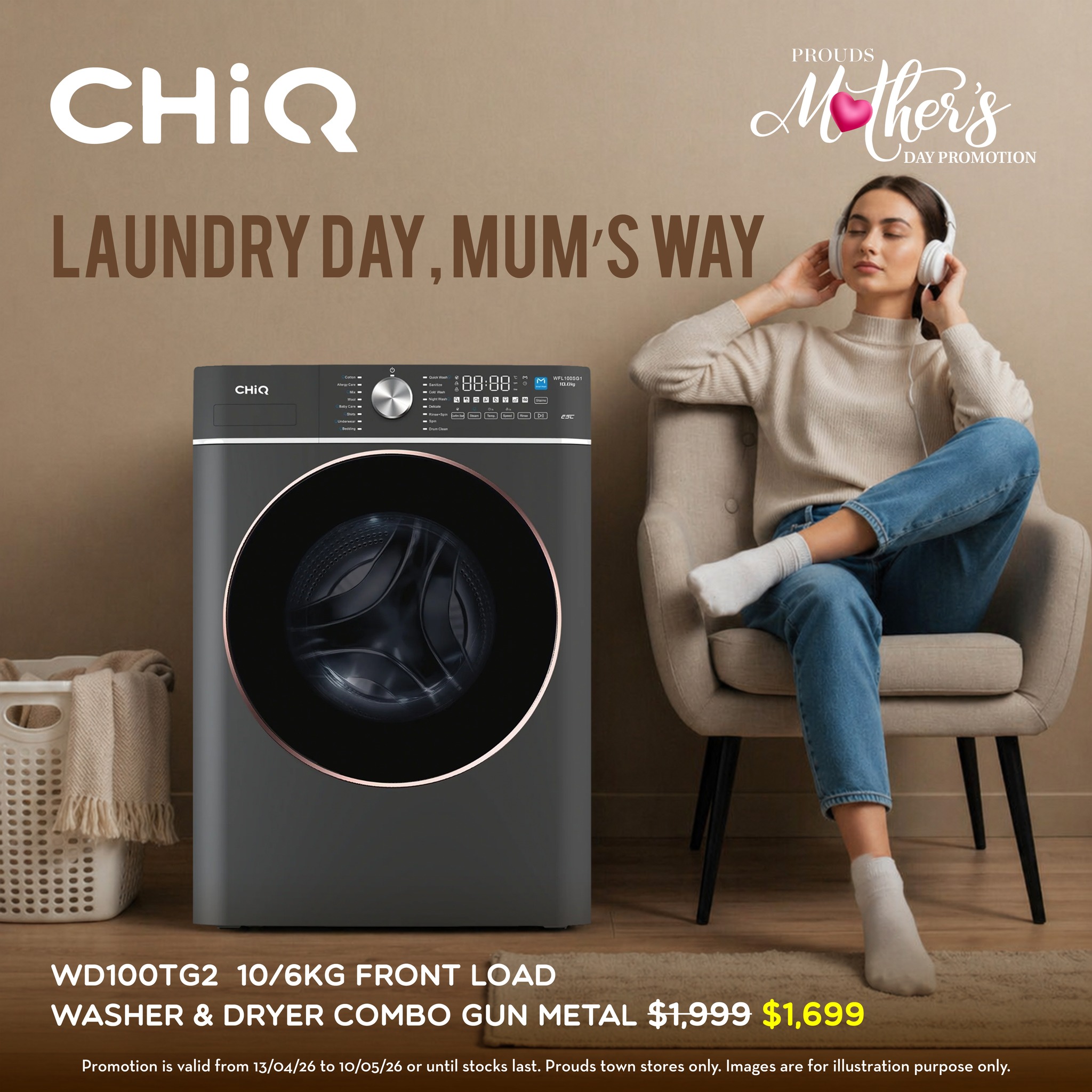 CHiQ WD100TG2 Washer & Dryer Combo