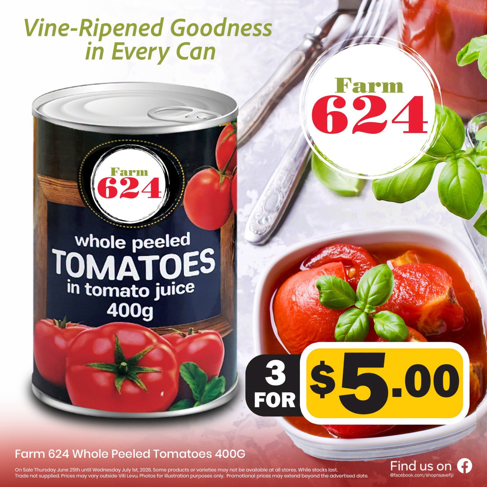 Farm 624 Whole Peeled Tomatoes 400G