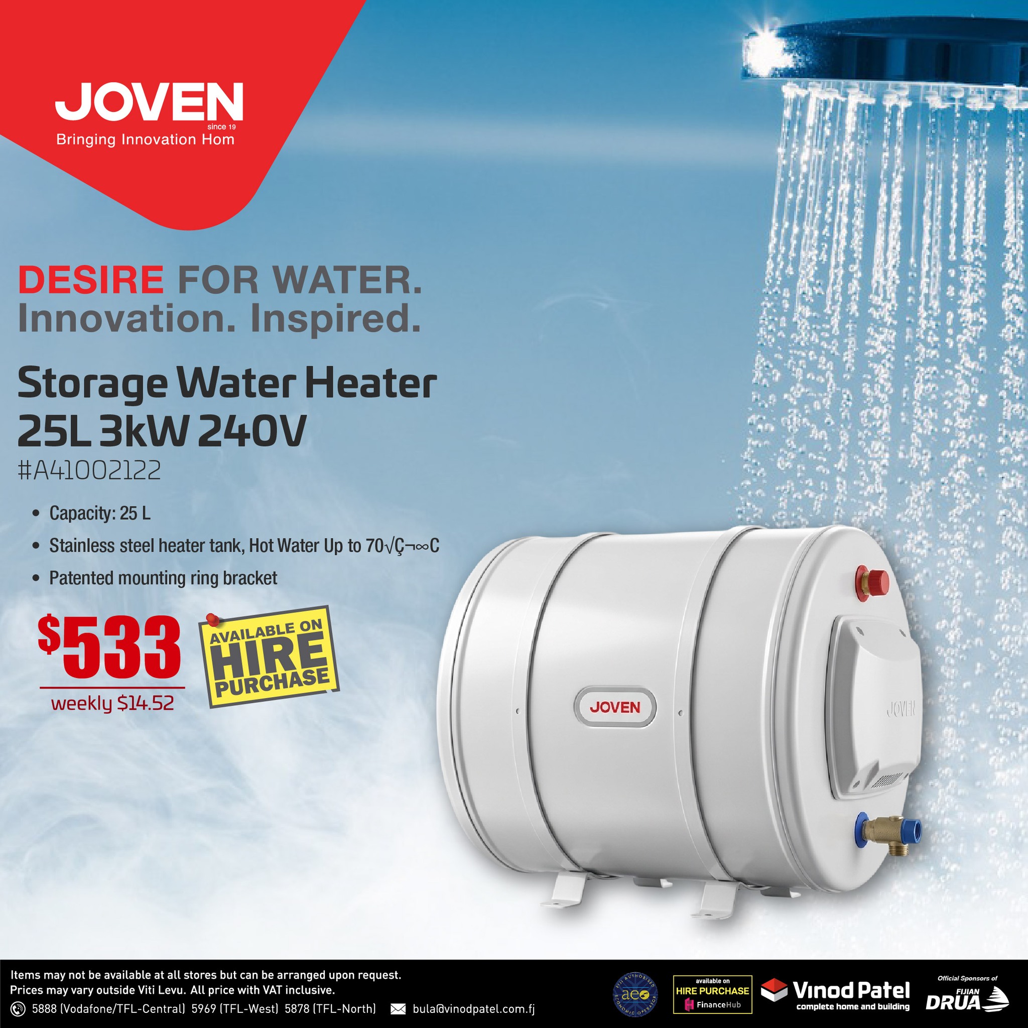 Storage Water Heater 25L 3kW 240V