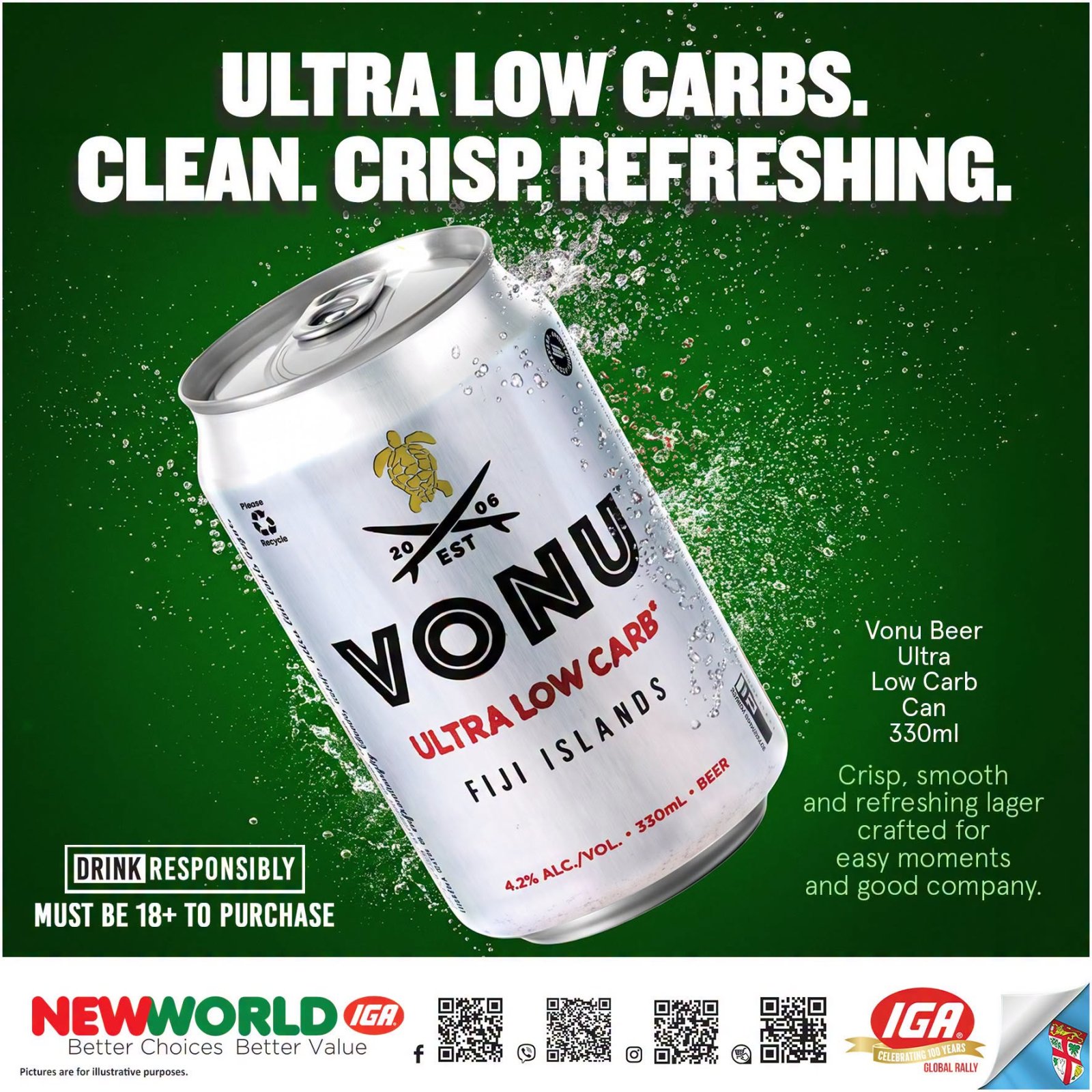 Vonu Beer Ultra Low Carb Can 330ml