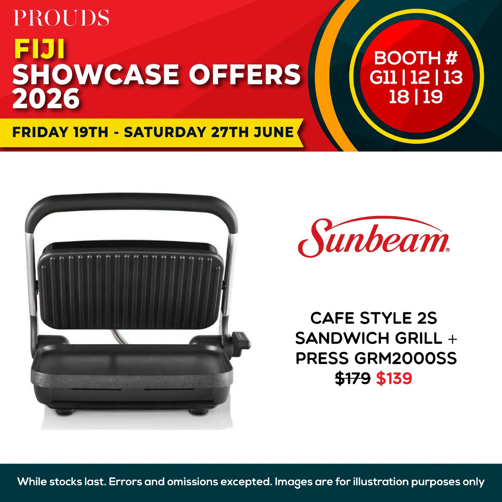 Sunbeam Café Style 2S Sandwich Grill + Press