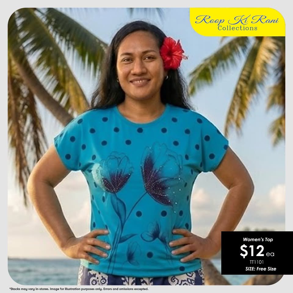 Women's Top - Turquoise Floral Design
