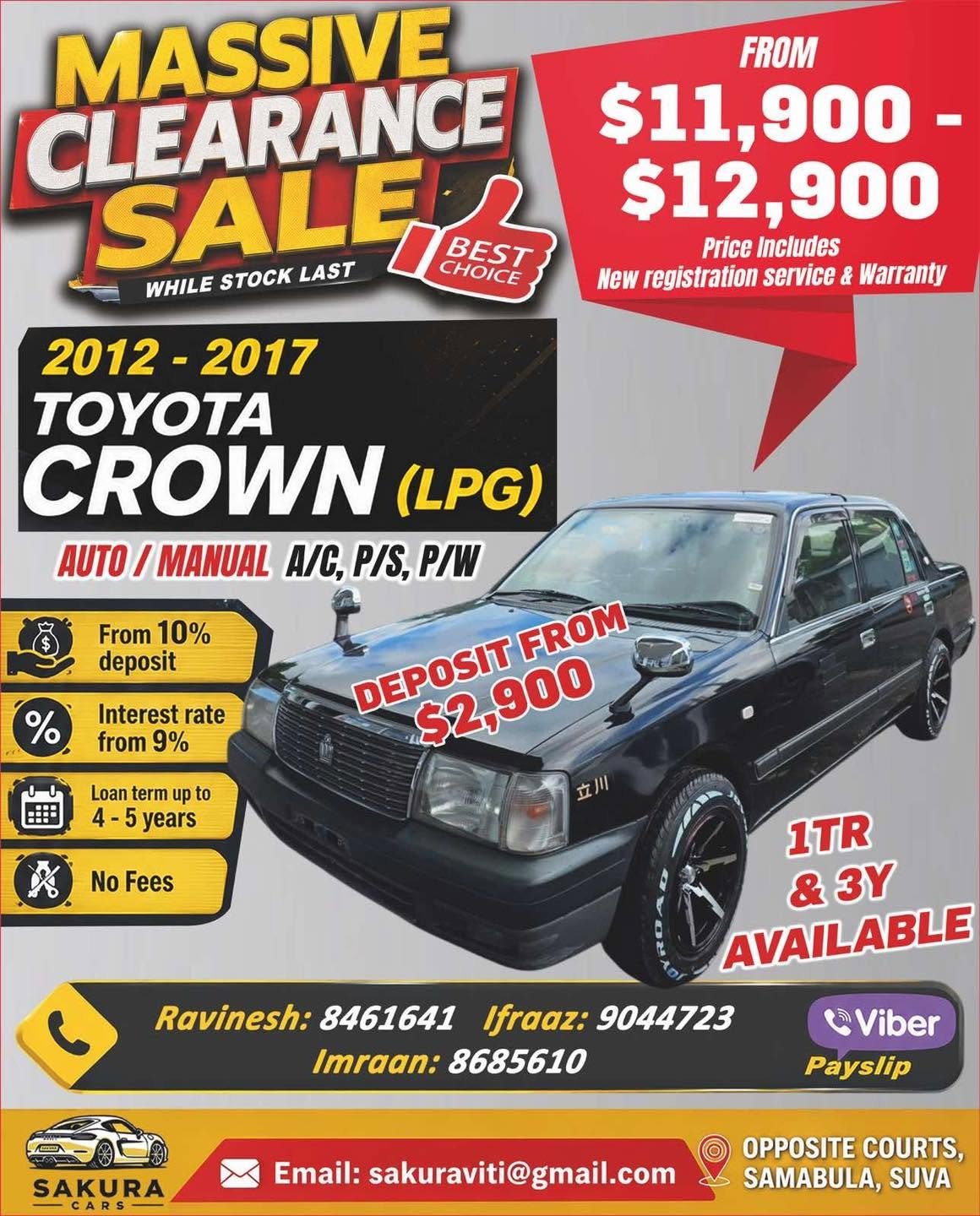 2012-2017 Toyota Crown (LPG) - Massive Clearance