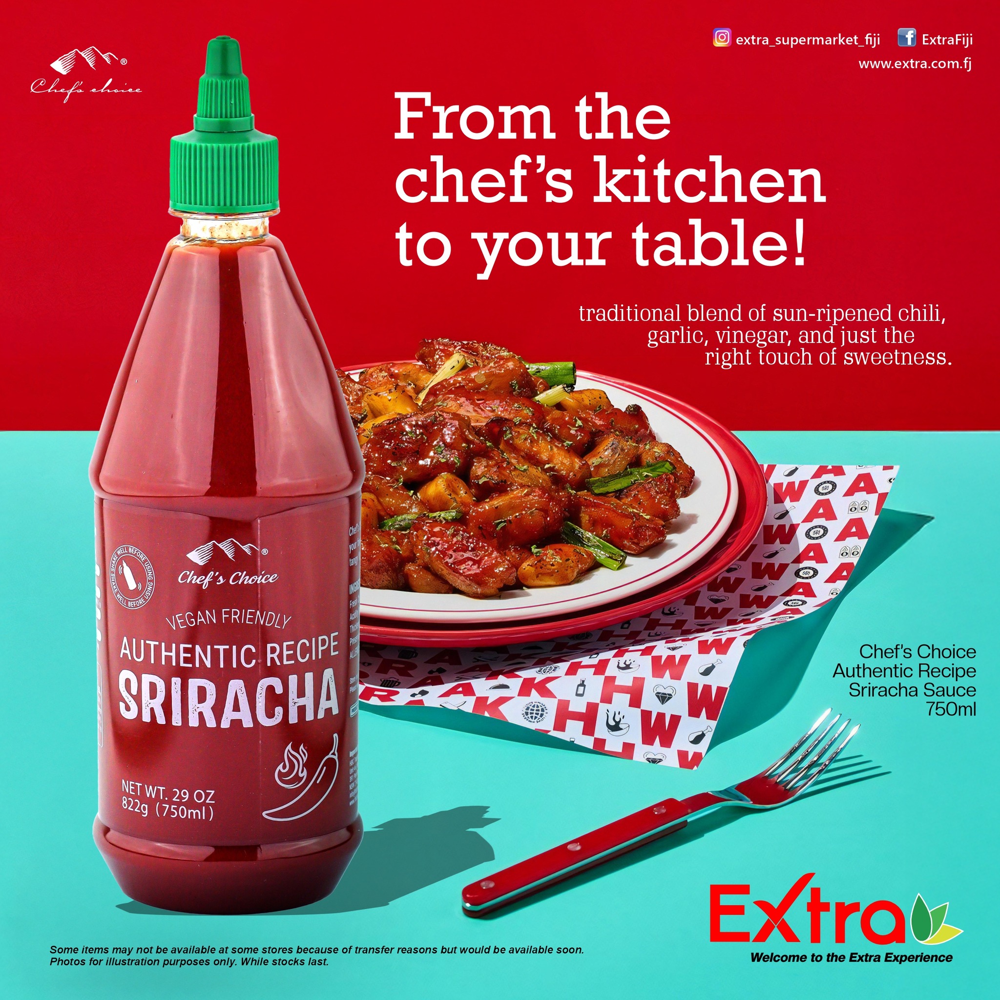 Chef's Choice Hot Sriracha Sauce 750ml - $15.95each