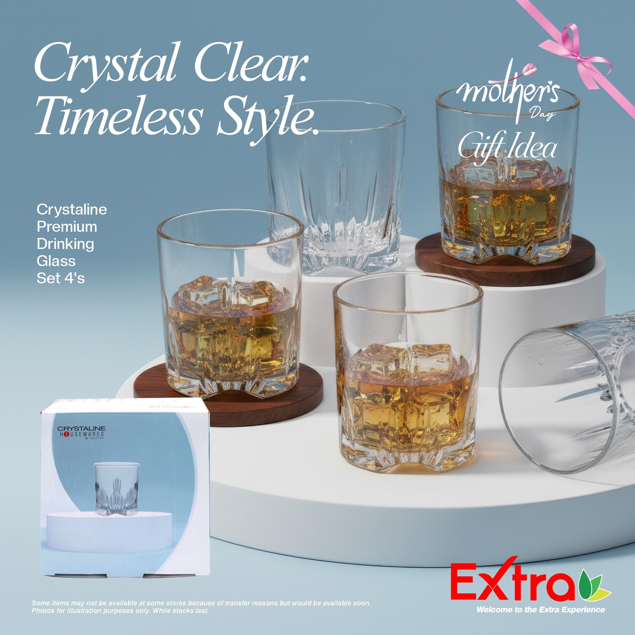 Crystaline Premium Drinking Glass Set 4s 8oz