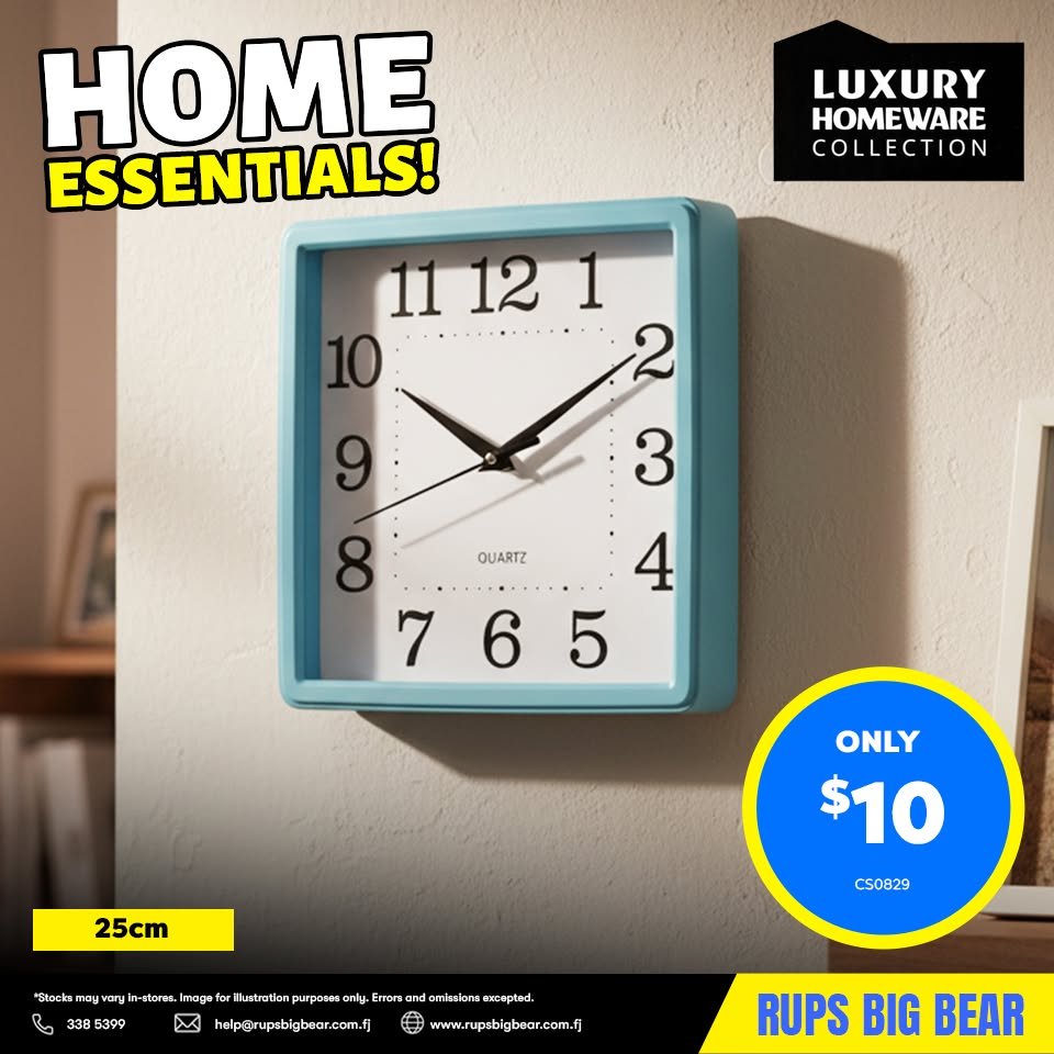 Square Quartz Wall Clock - Turquoise