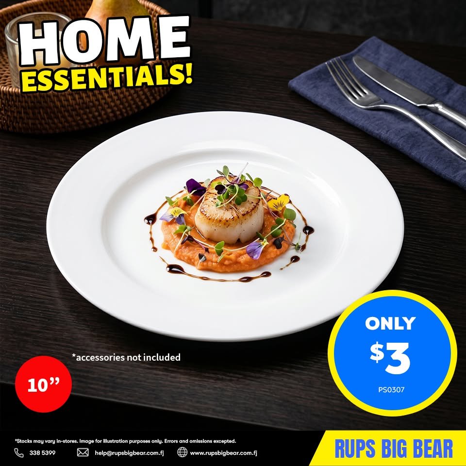 10" White Dinner Plate - Home Essentials