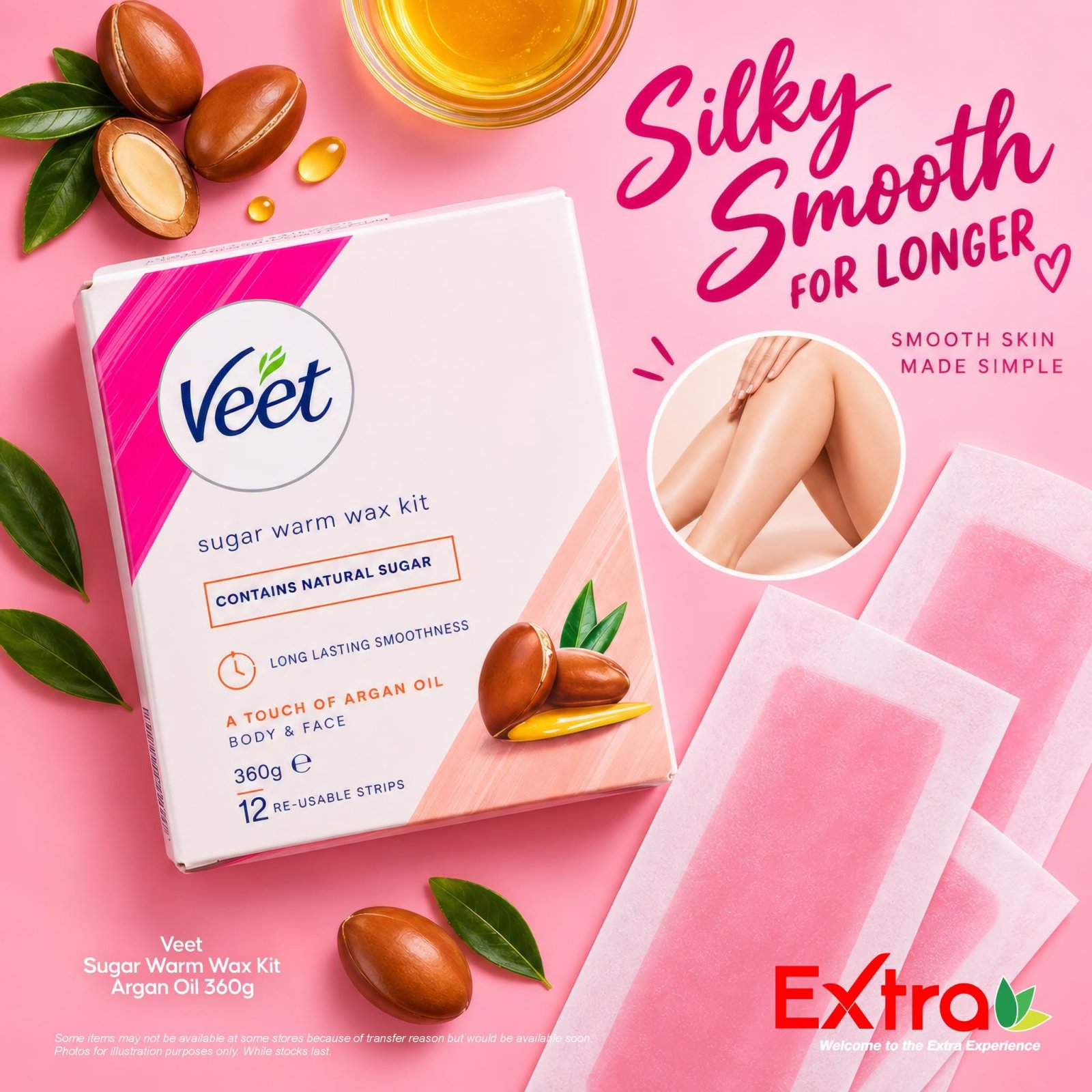 Veet Sugar Warm Wax Kit Argan Oil 360g