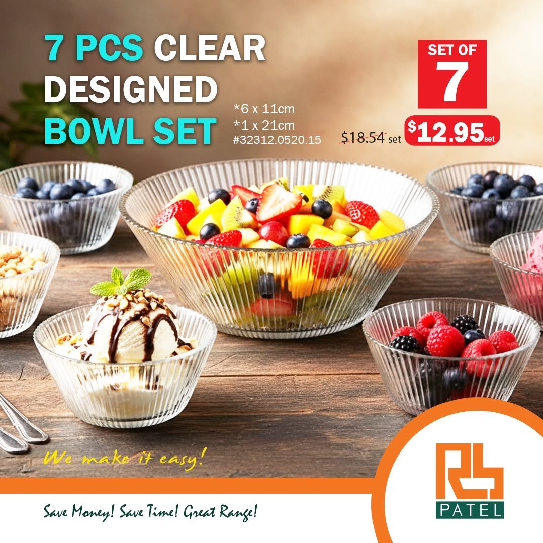 7 PCS Clear Designed Bowl Set