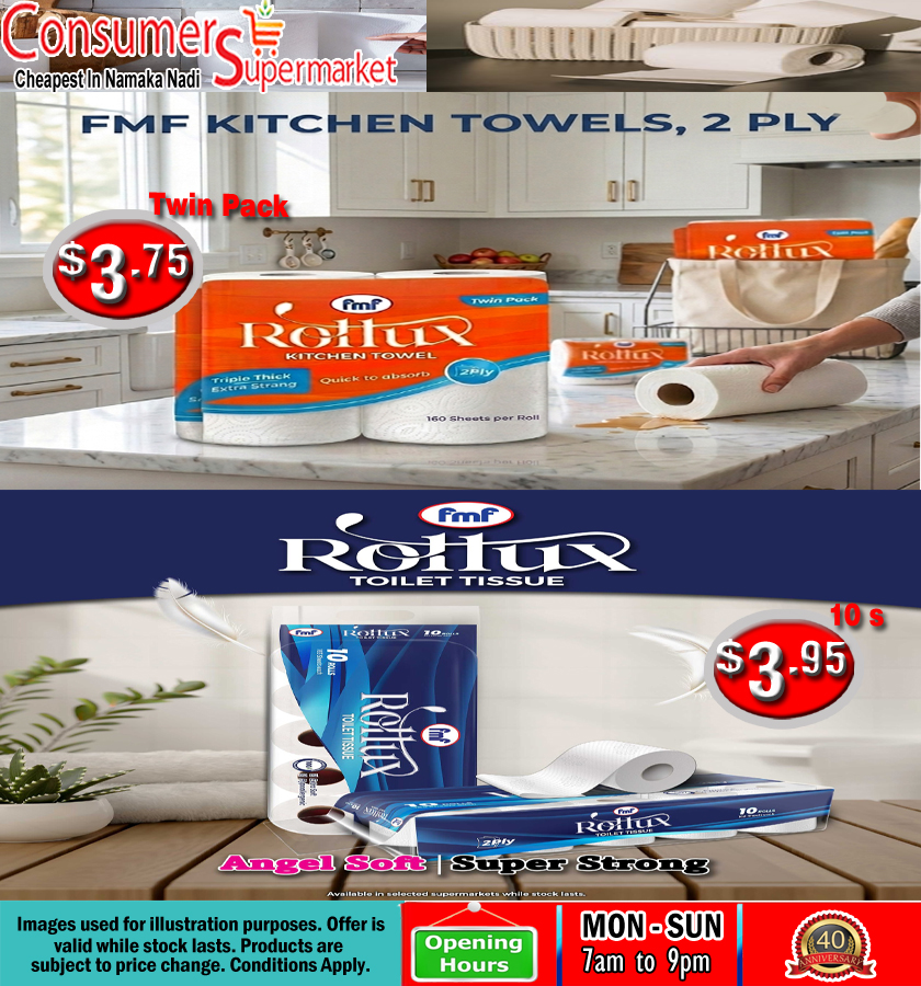 FMF Kitchen Towels & Rollux Toilet Tissue Promotion - Page 1