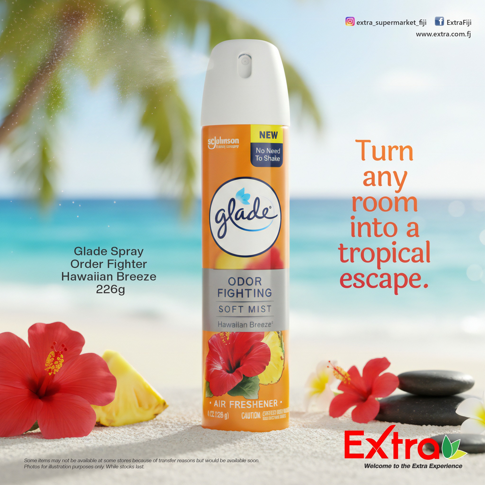 Glade Odor Fighter Hawaiian Breeze Spray 226g