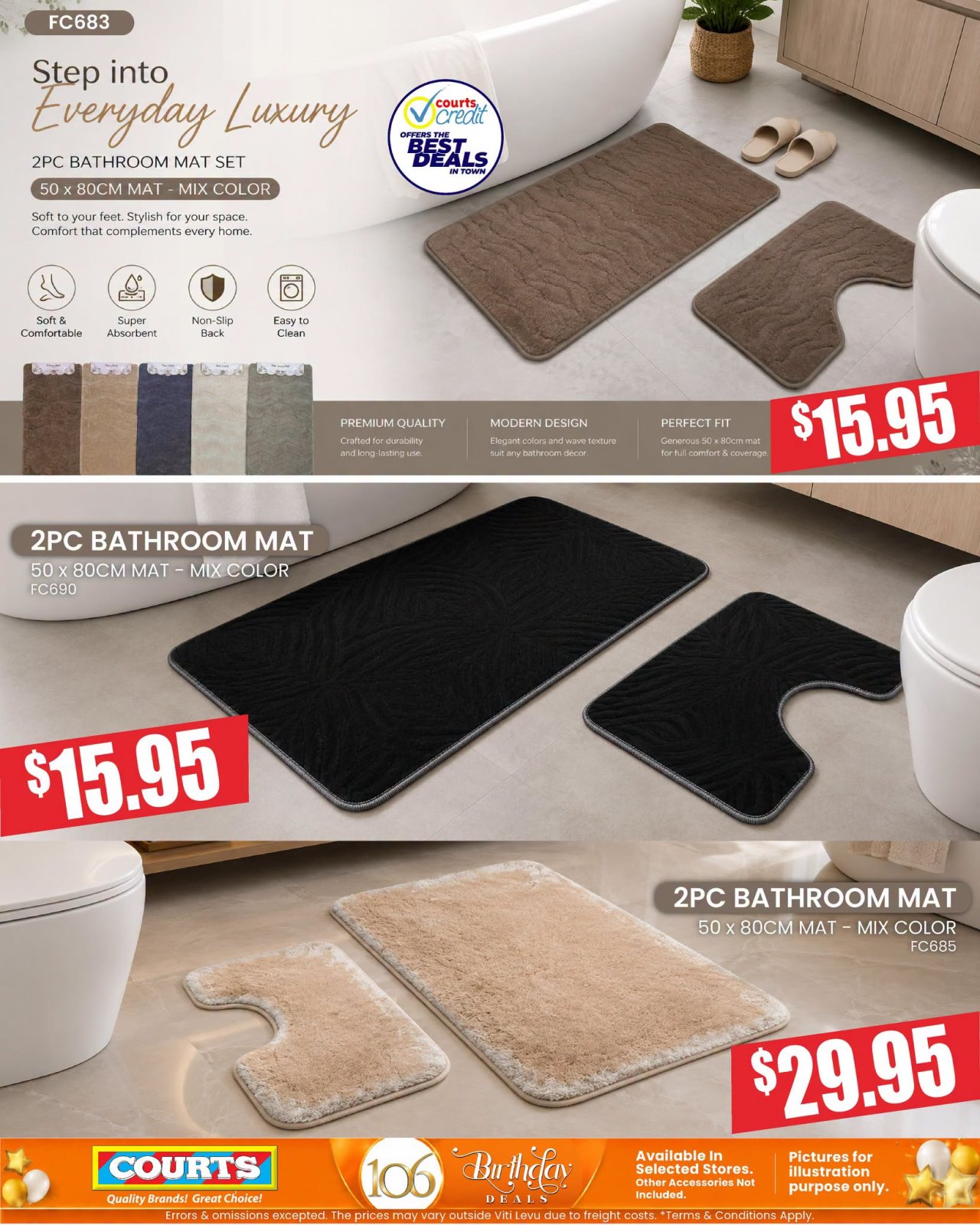 2PC Bathroom Mat Sets - Everyday Luxury - Page 1