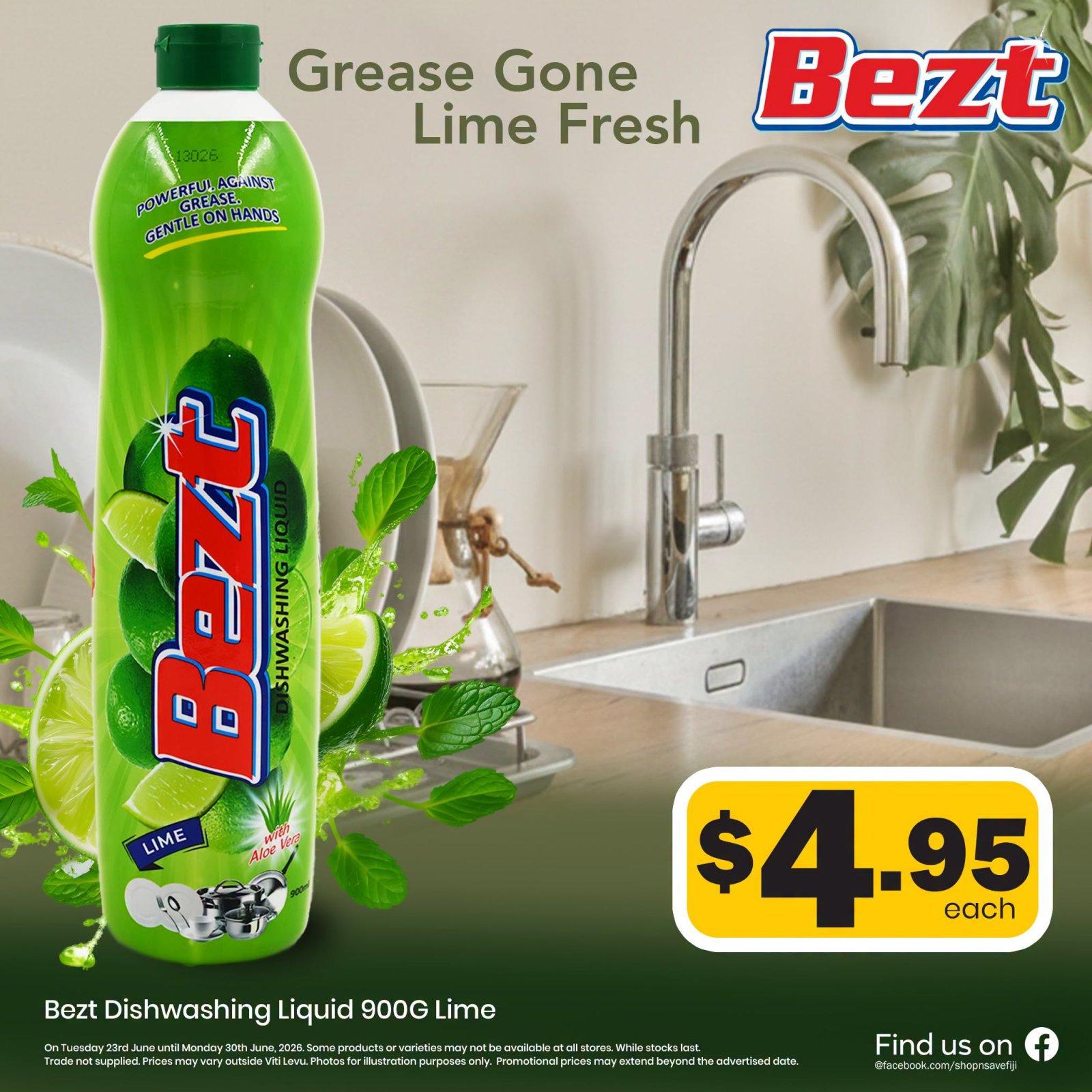 Bezt Dishwashing Liquid 900G Lime Fresh