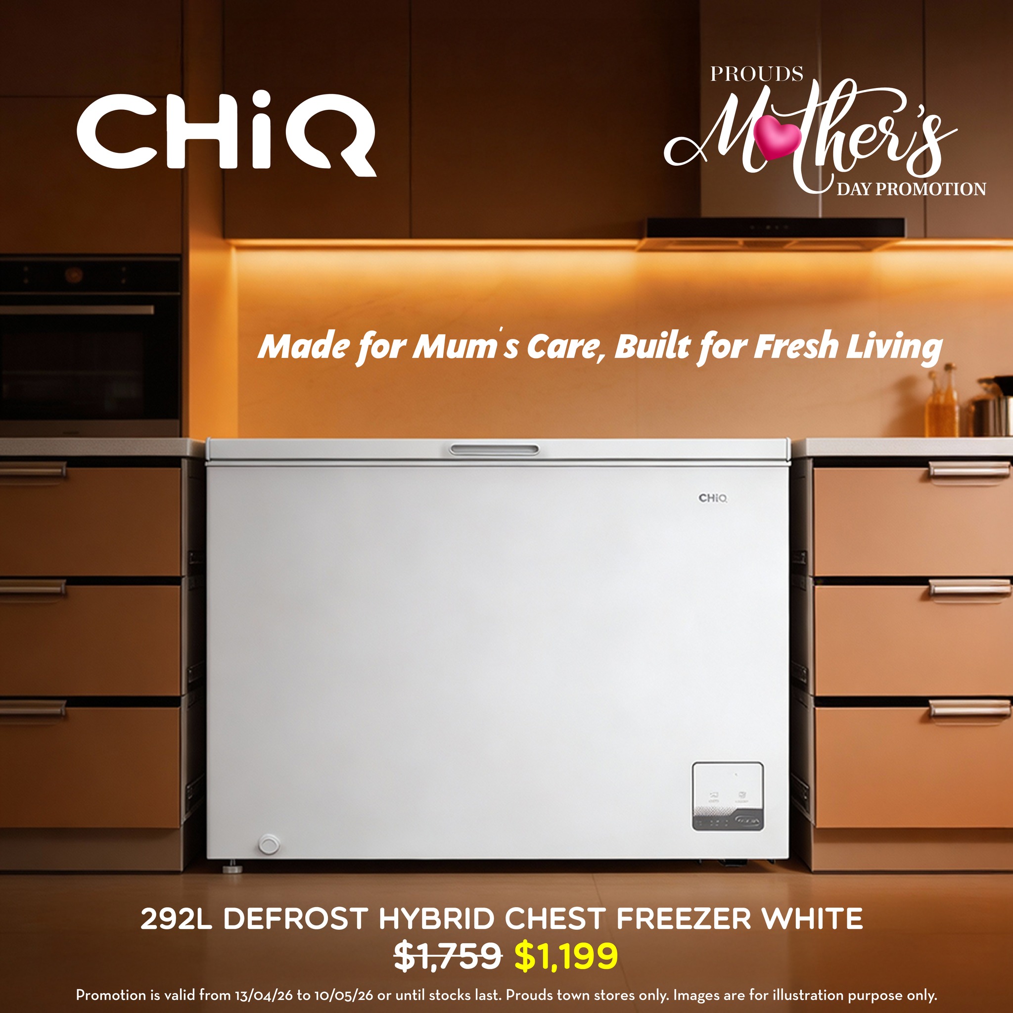 CHiQ 292L Defrost Hybrid Chest Freezer White