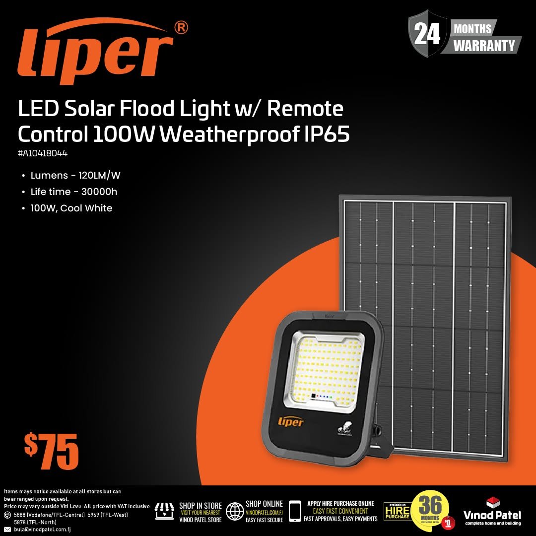 LED Solar Flood Light w/ Remote Control 100W