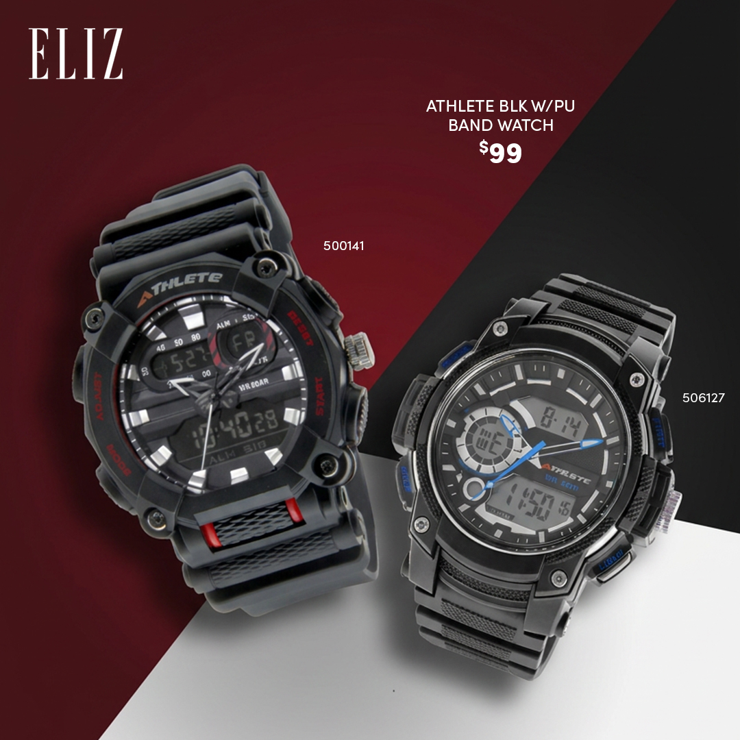 Eliz Athlete BLK w/PU Band Watch
