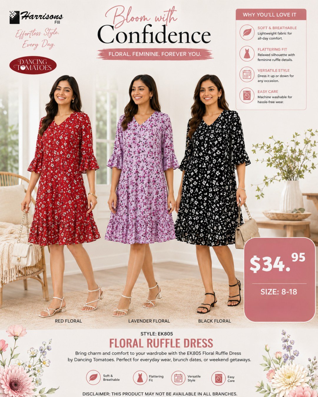 Floral Ruffle Dress EK805