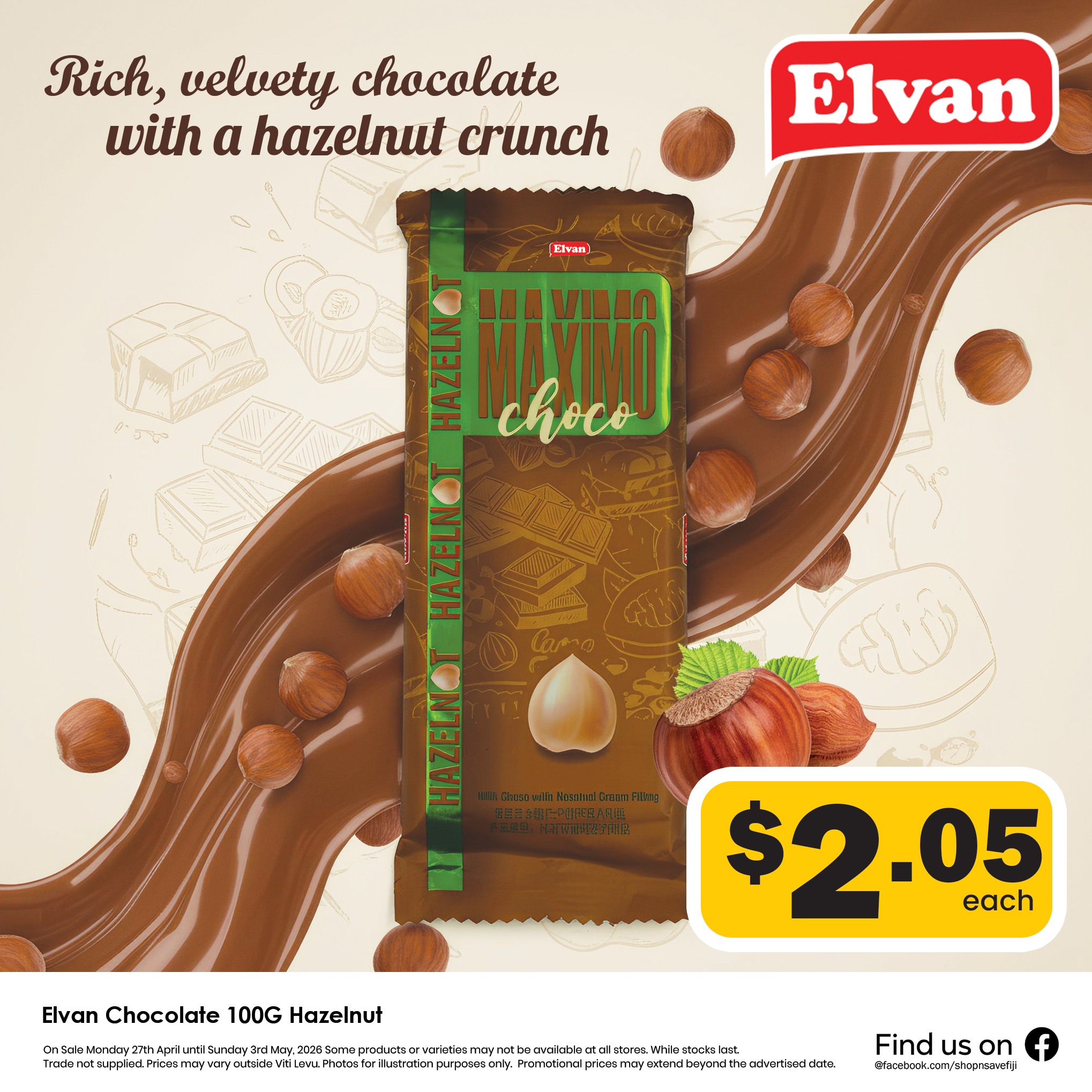 Elvan Chocolate 100G Hazelnut