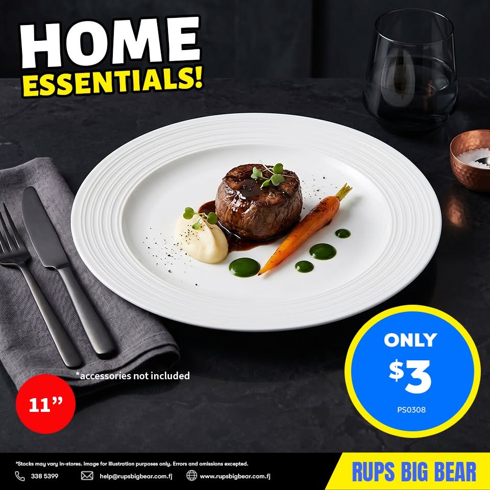 11" White Dinner Plate - Home Essentials