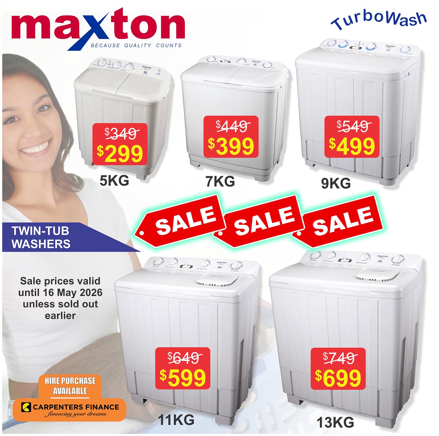 Maxton Twin-Tub Washing Machines Sale