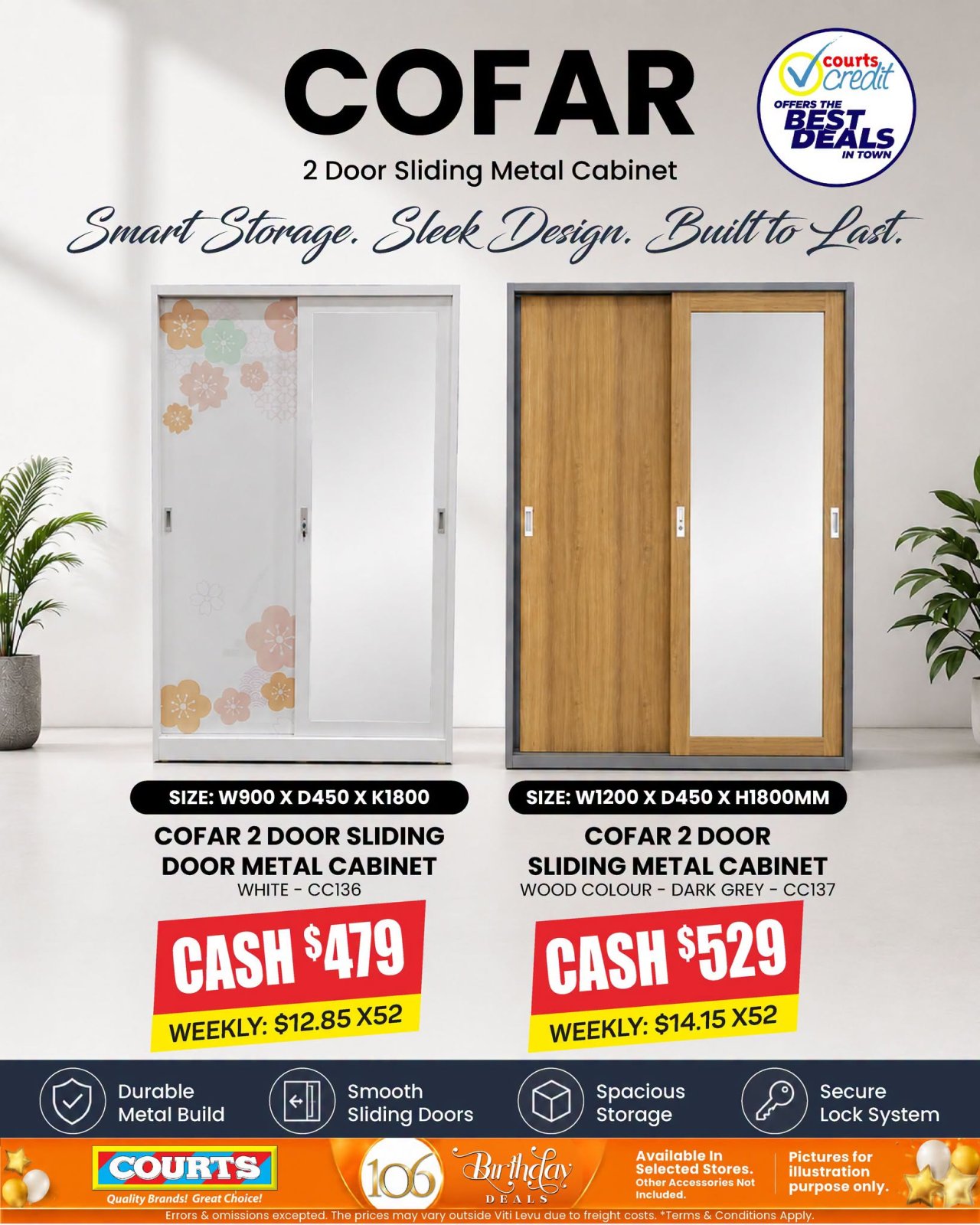 COFAR 2 Door Sliding Metal Cabinet - Page 1