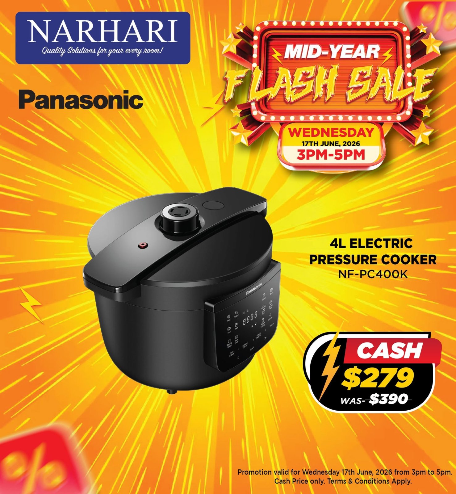 Panasonic 4L Electric Pressure Cooker NF-PC400K