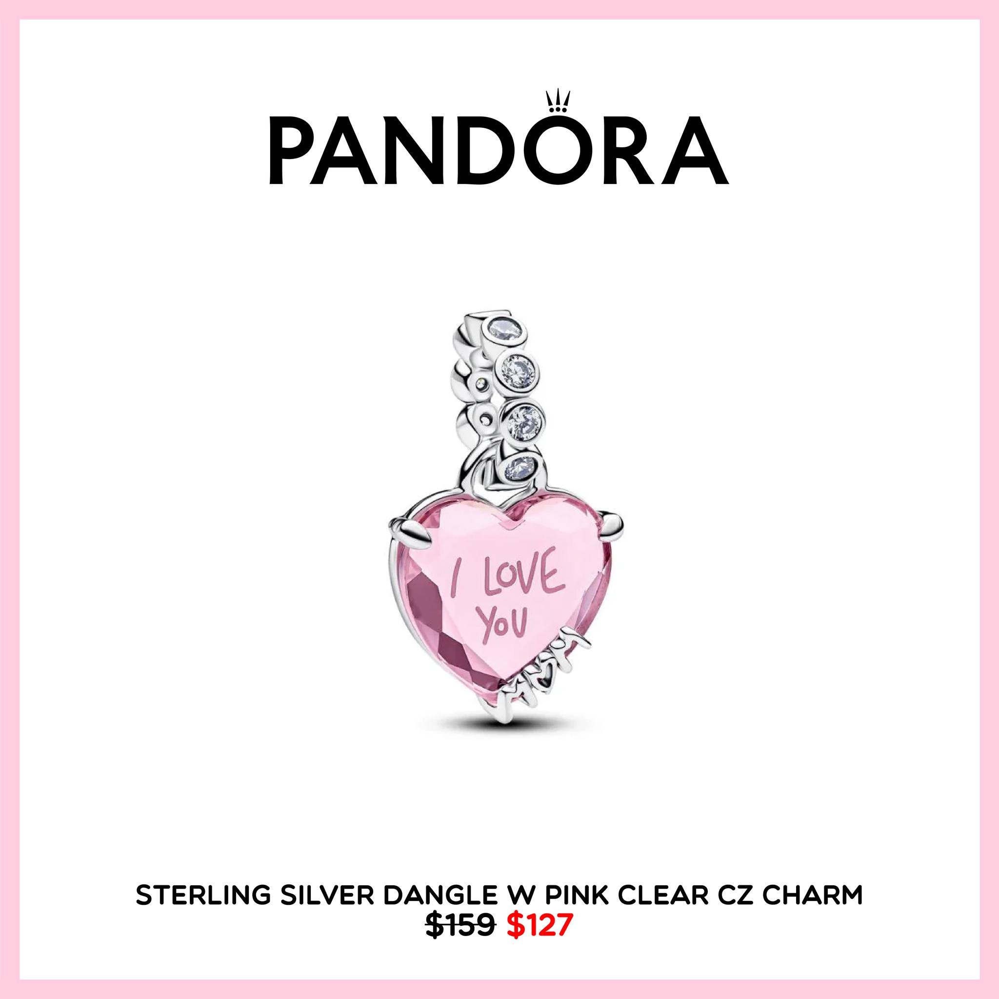 Sterling Silver Dangle w Pink Clear CZ Charm