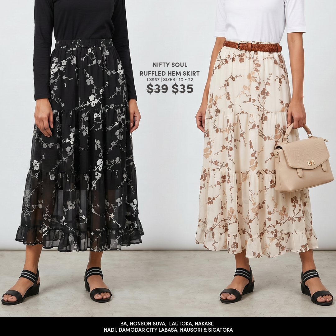 Nifty Soul Ruffled Hem Skirt
