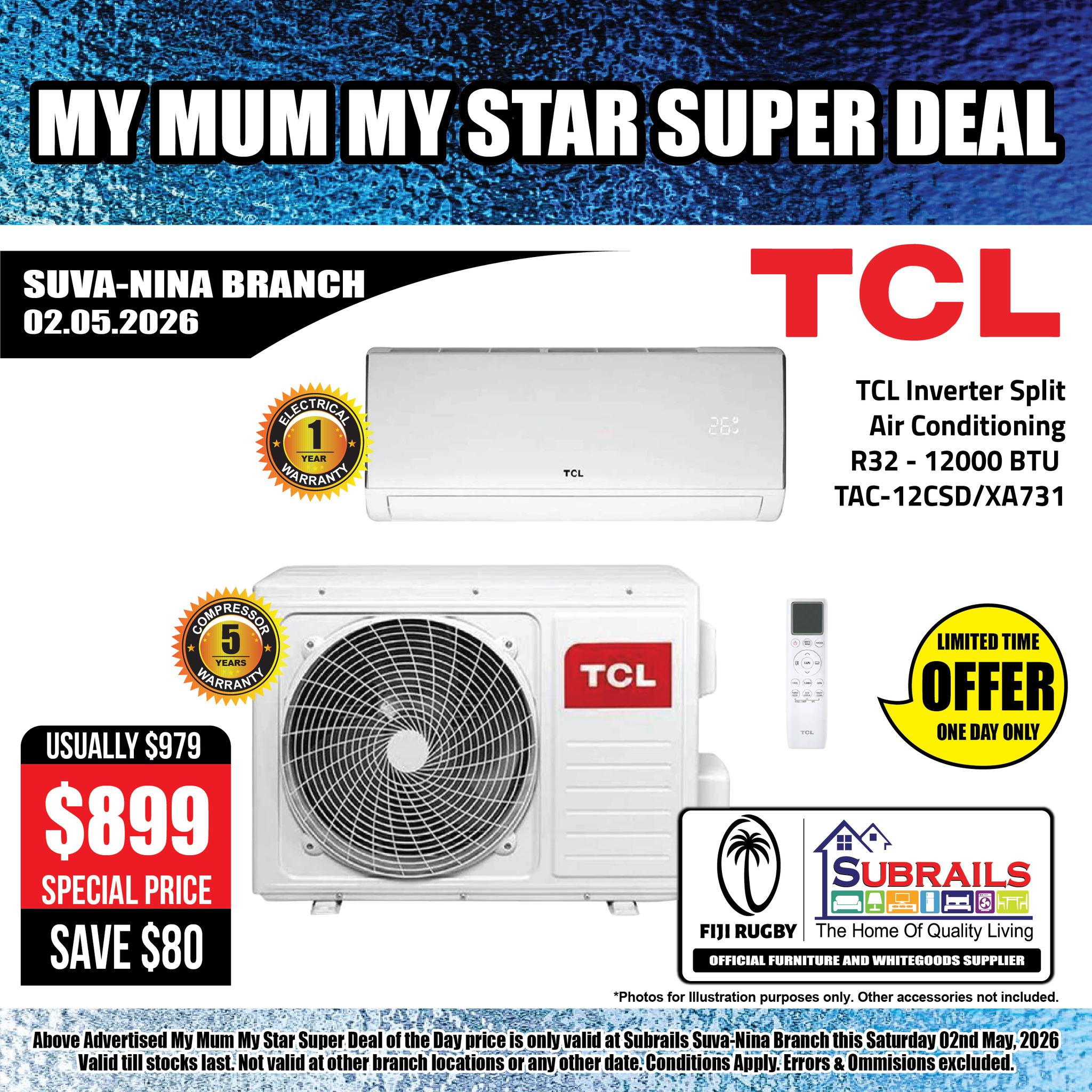 TCL Inverter Split Air Conditioning R32 - 12000 BTU