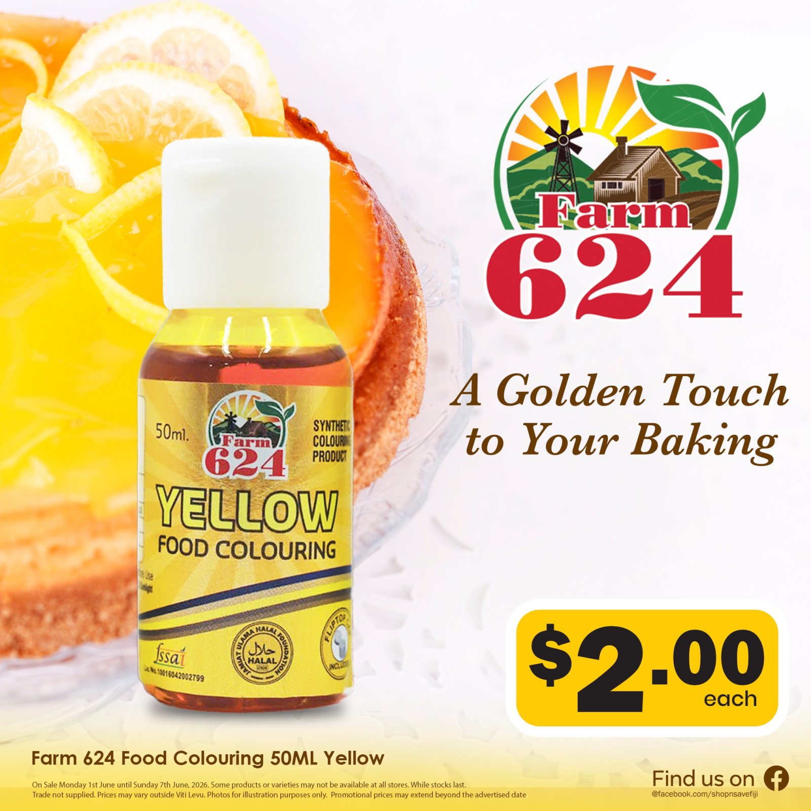 Farm 624 Food Colouring 50ML Yellow