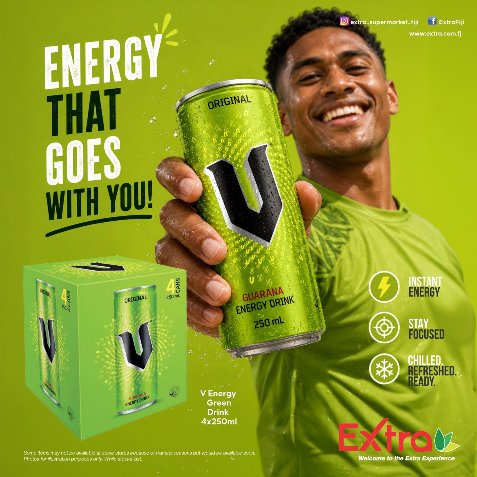 V Energy Green Drink Can 4x250ml
