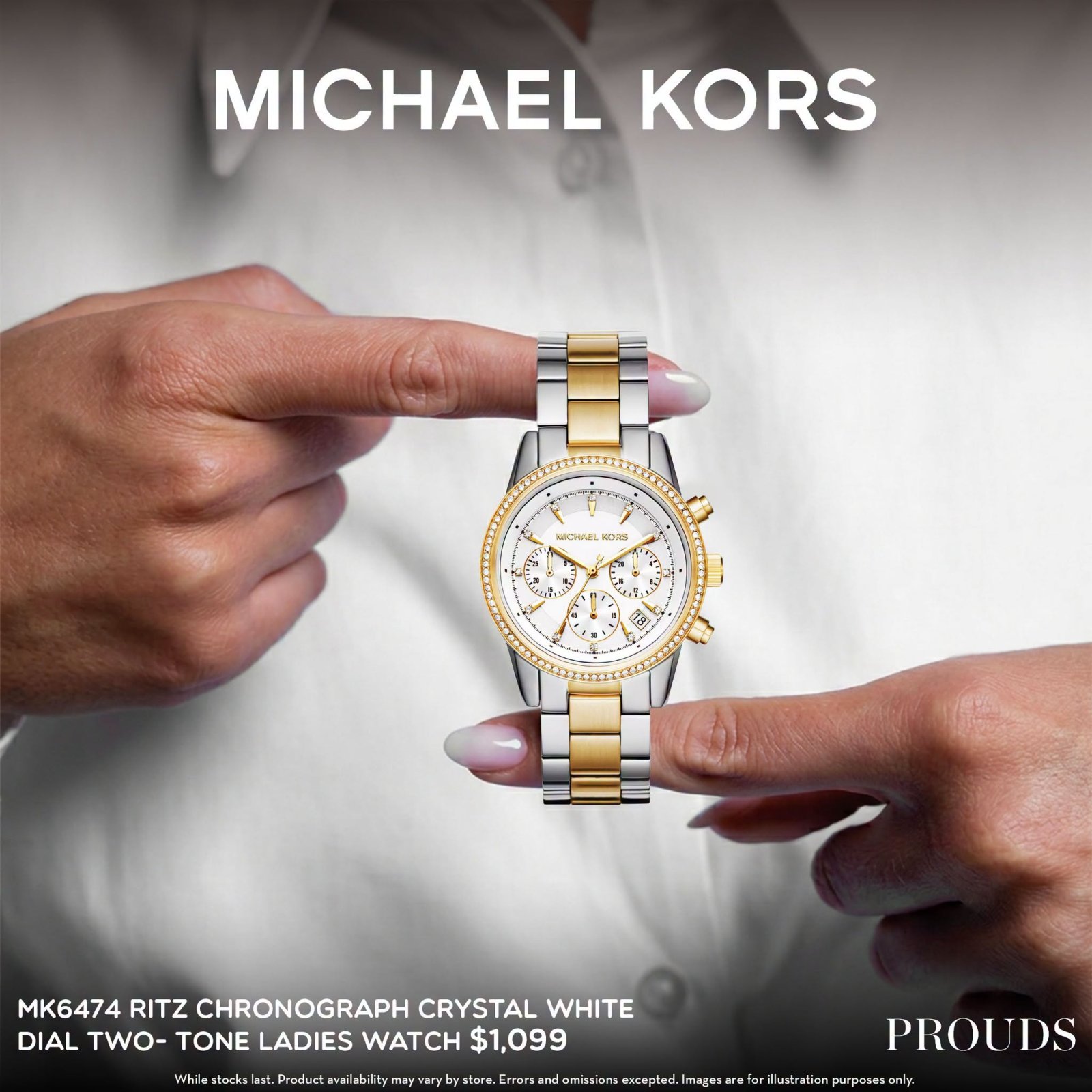 MK6474 Ritz Chronograph Crystal White Dial Ladies Watch