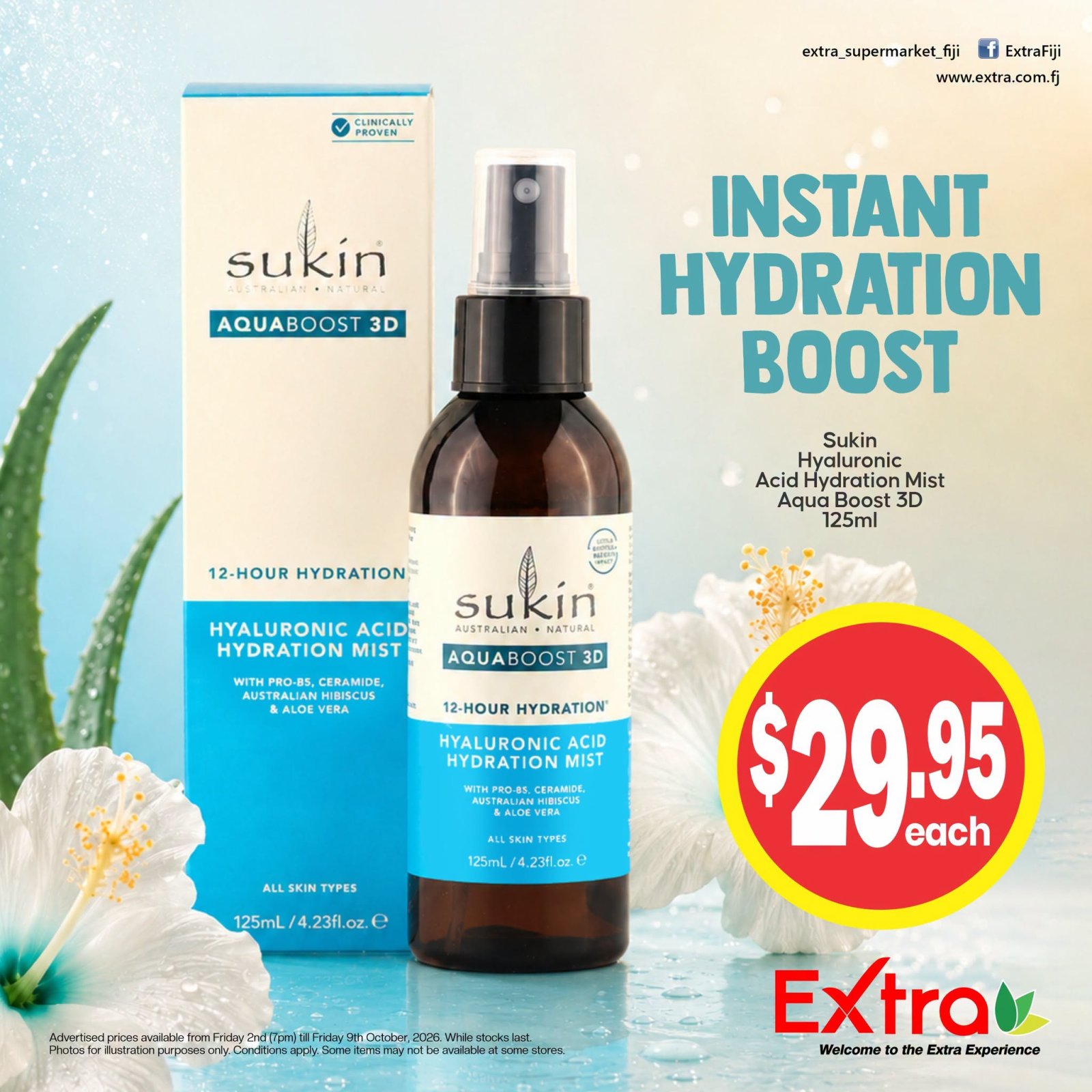 Sukin Hyaluronic Acid Hydration Mist Aqua Boost 3D