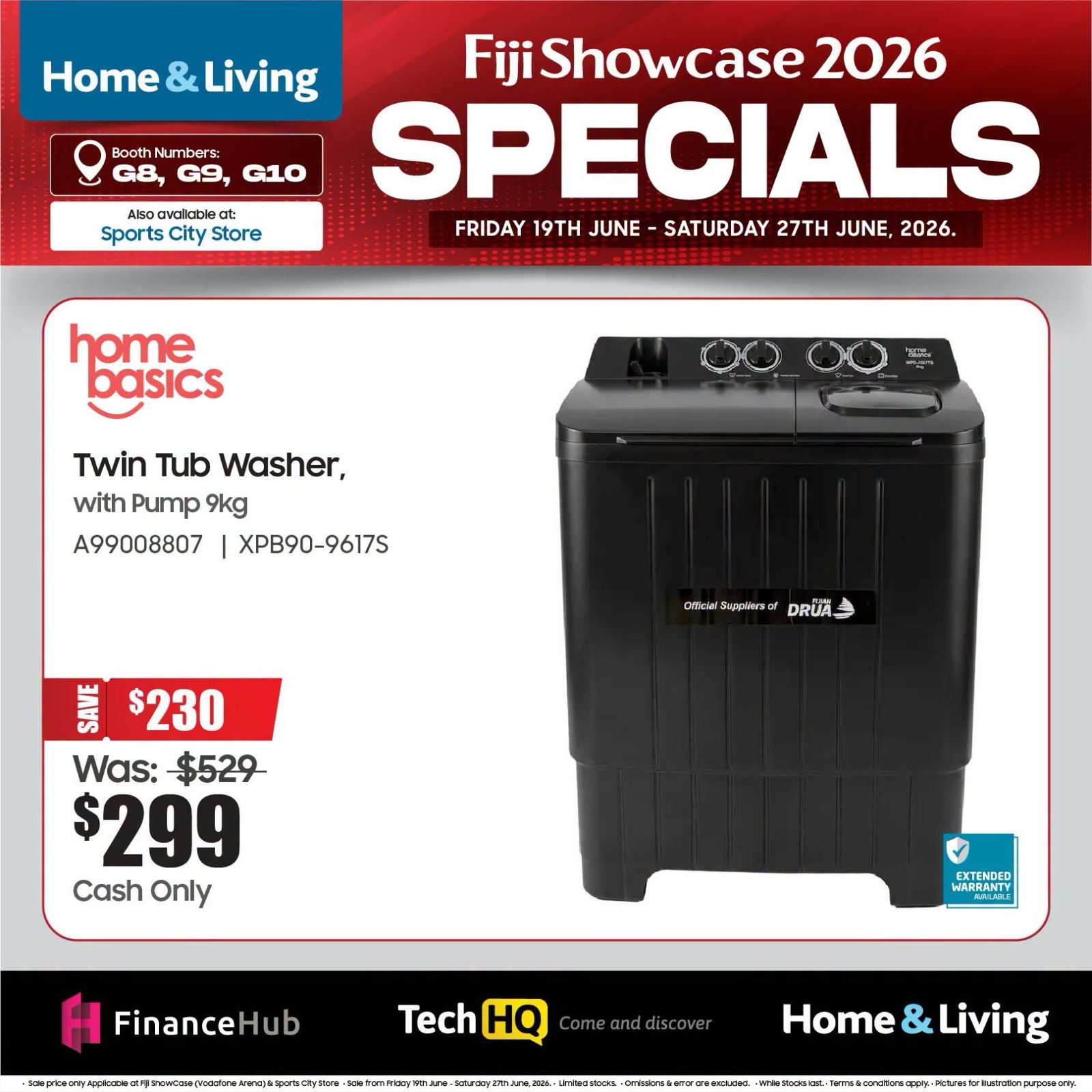 Home Basics Twin Tub Washer 9kg