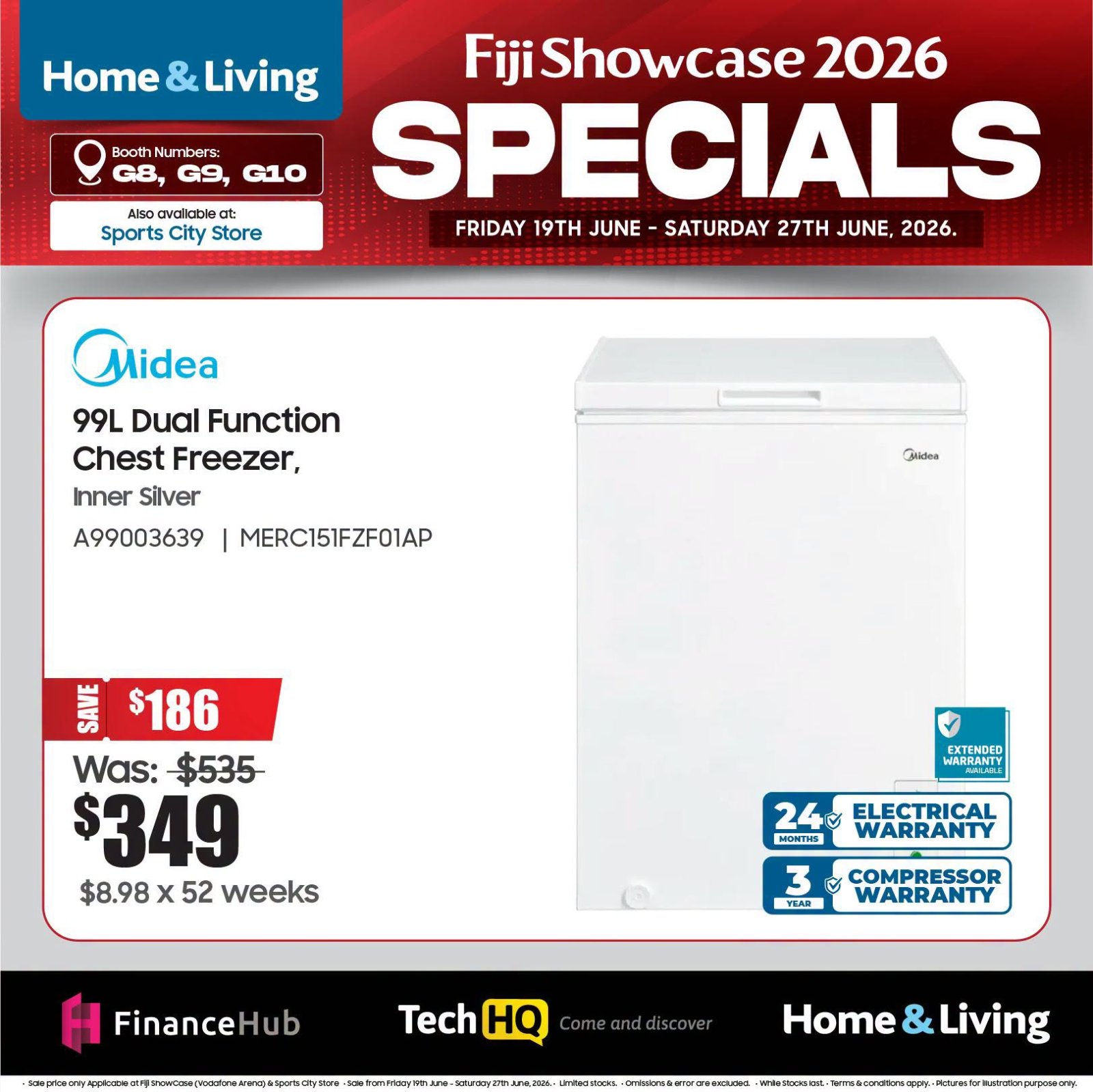 Midea 99L Dual Function Chest Freezer