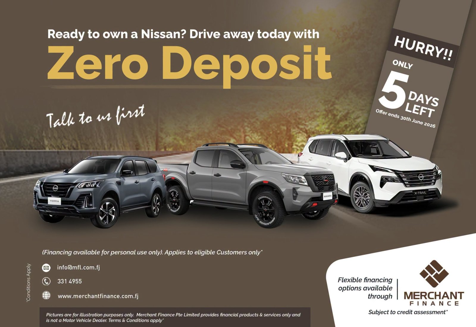 Zero Deposit Nissan Finance Offer