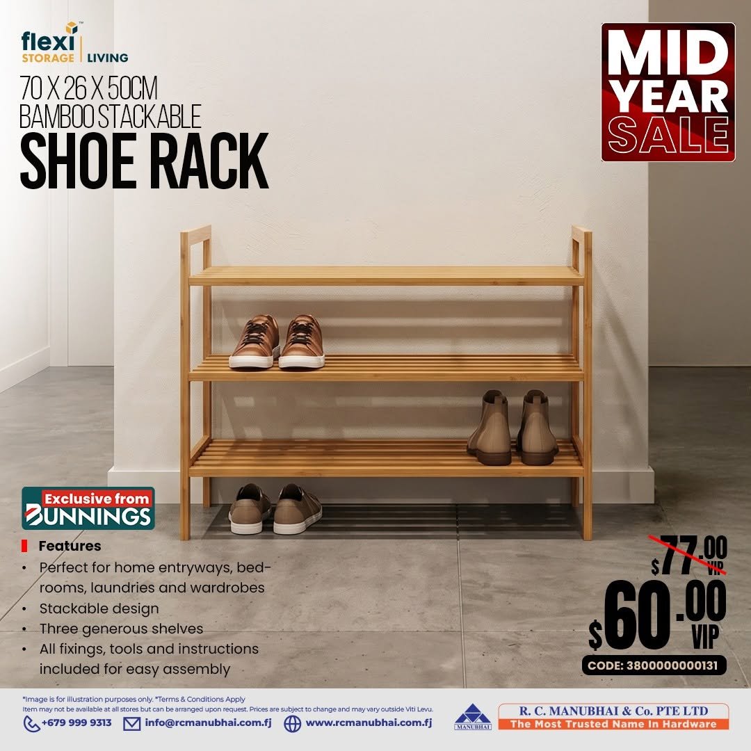 70x26x50cm Bamboo Stackable Shoe Rack