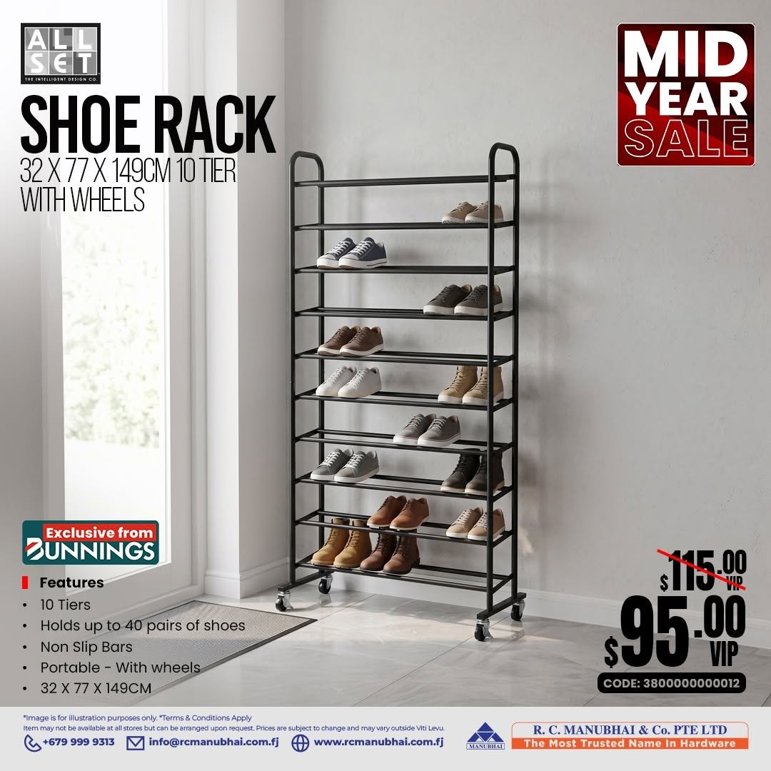 Shoe Rack 10 Tier with Wheels