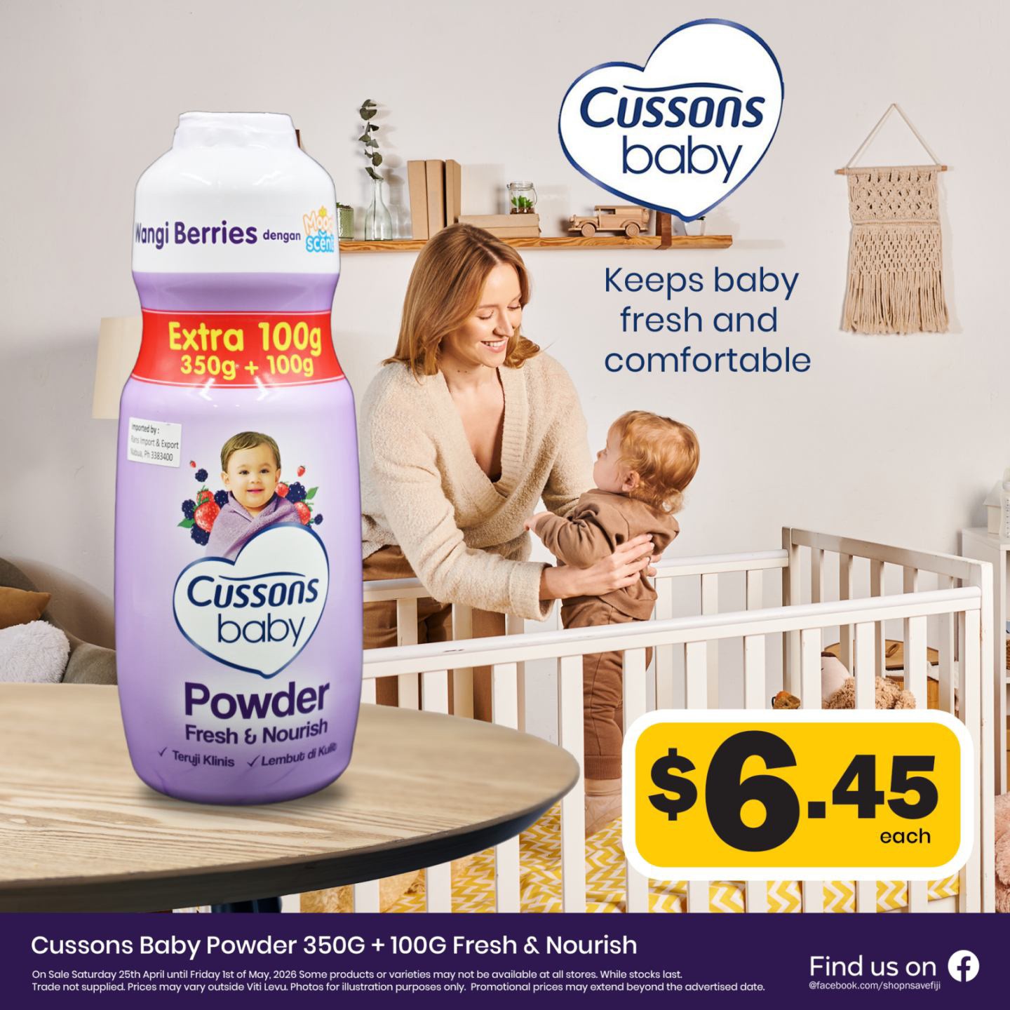 Cussons Baby Powder 350G + 100G Fresh & Nourish