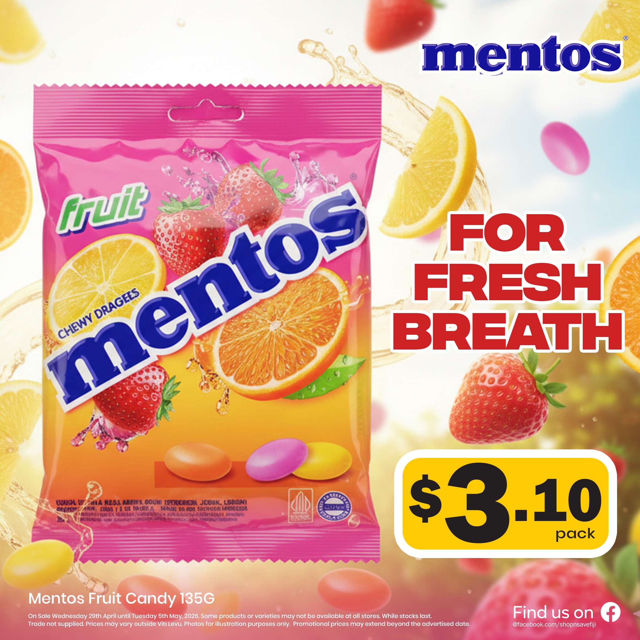 Mentos Fruit Candy 135G