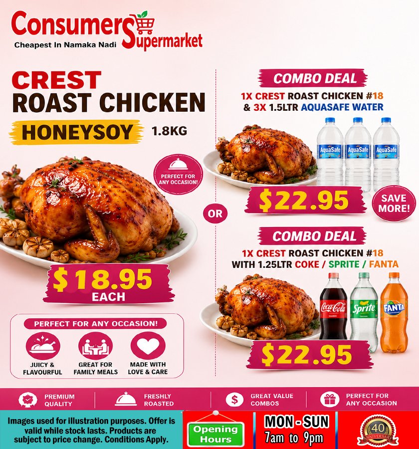 Crest Roast Chicken Honeysoy 1.8KG