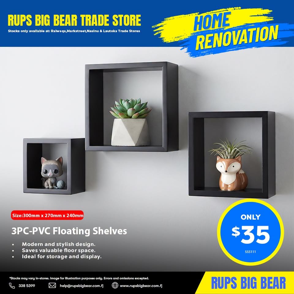 3PC PVC Floating Shelves
