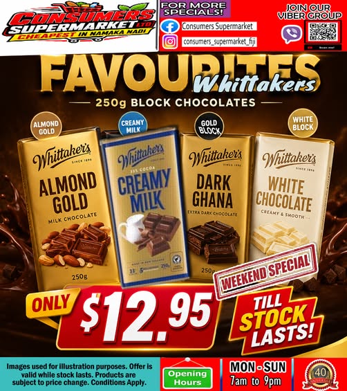 Whittakers 250g Block Chocolates Weekend Special - Page 1