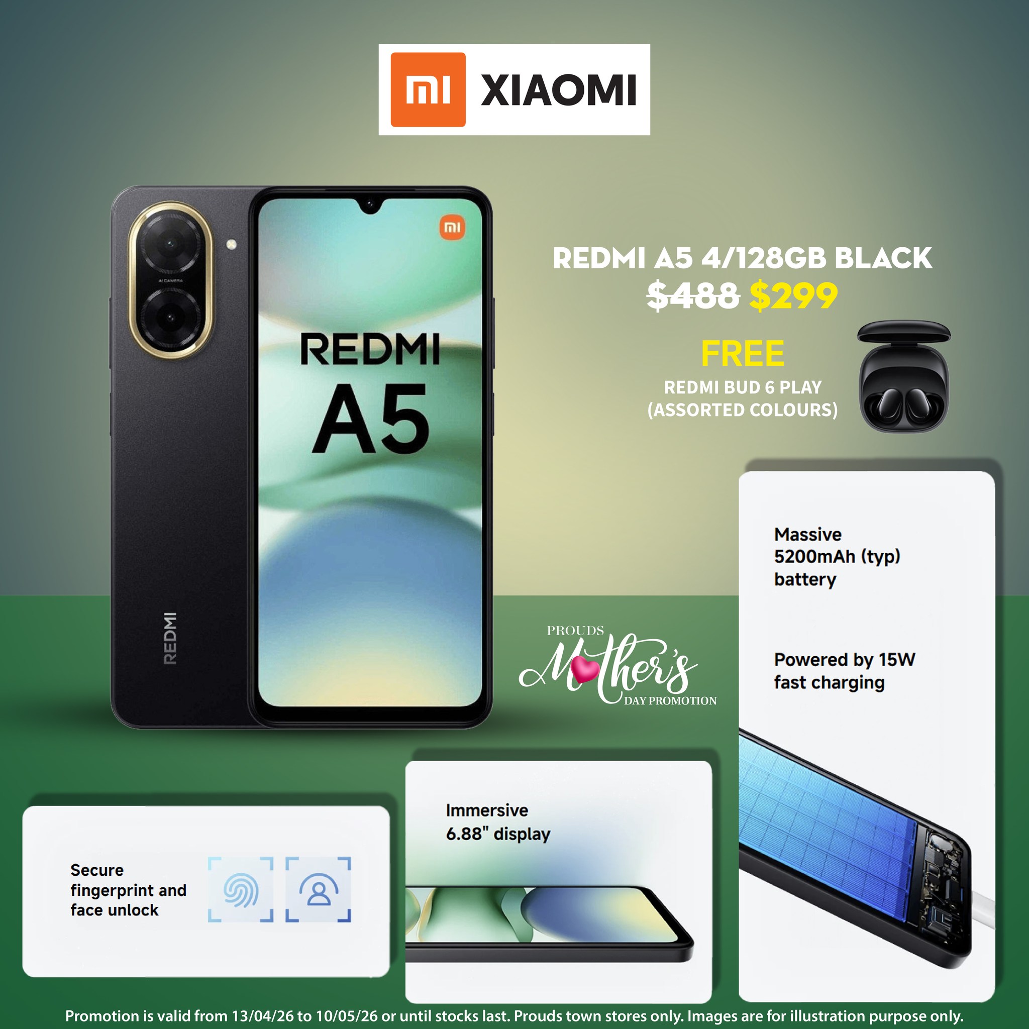 Redmi A5 4/128GB Black – Mother's Day Special