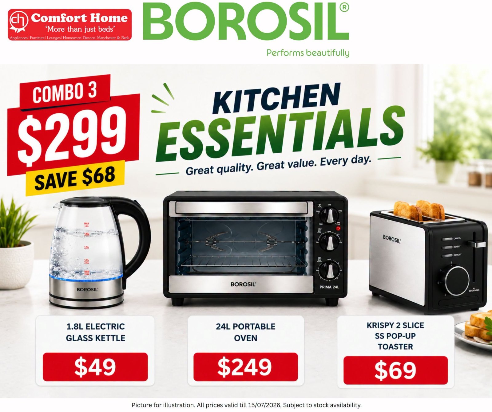 Borosil Kitchen Essentials Combo 3