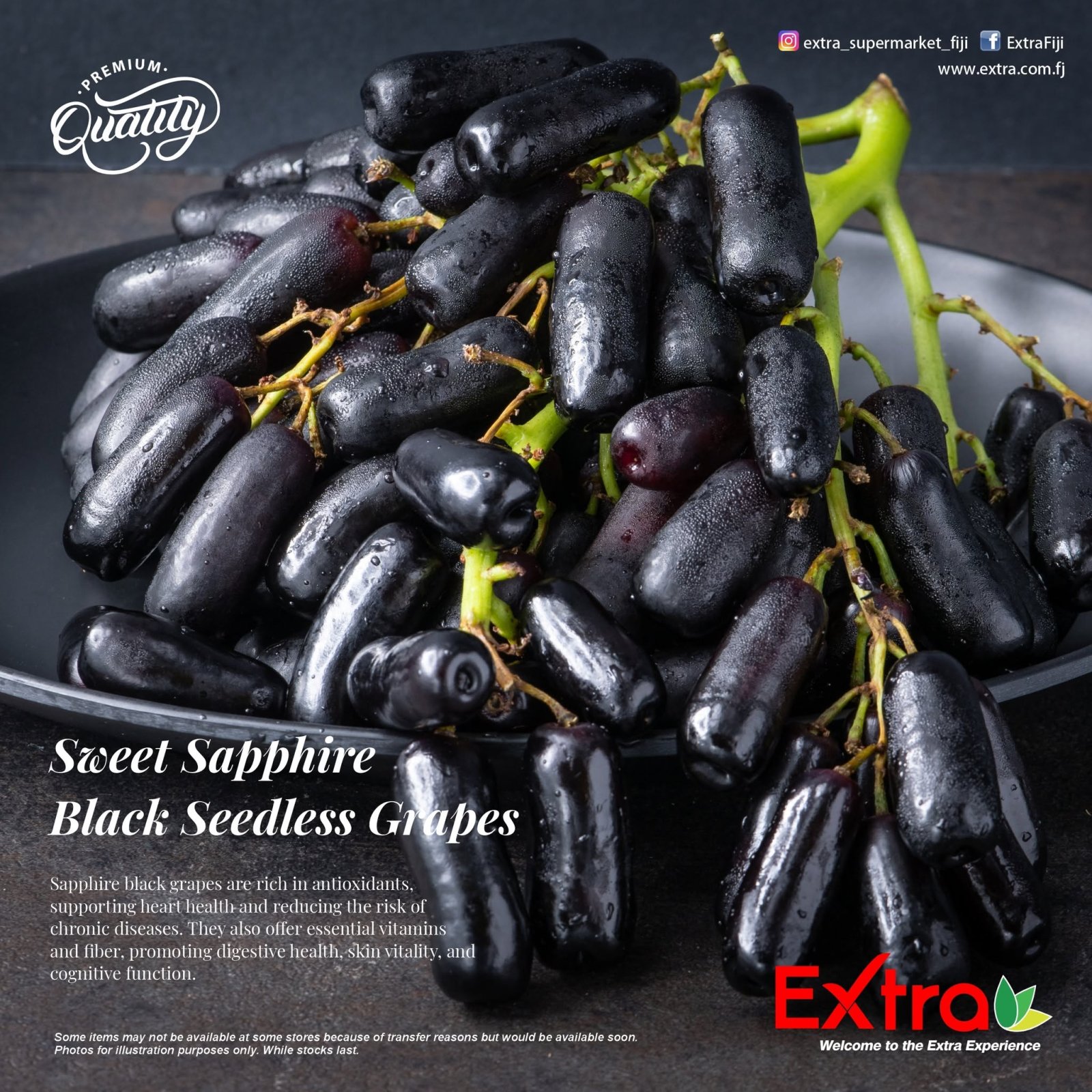 Sweet Sapphire Black Seedless Grapes