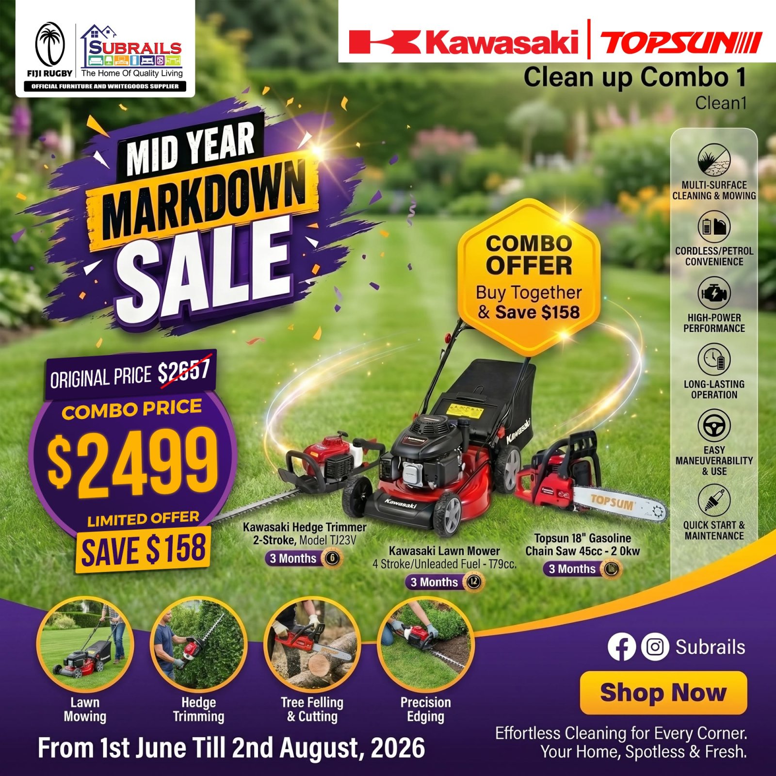 Kawasaki | TOPSUN Clean up Combo 1 Mid Year Markdown