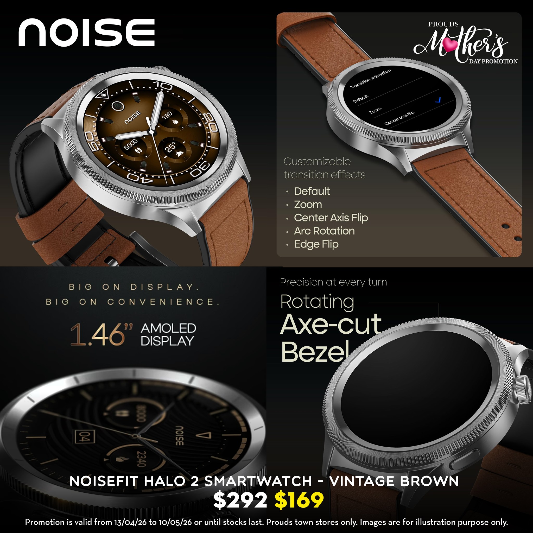 NOISEFIT HALO 2 Smartwatch - Vintage Brown