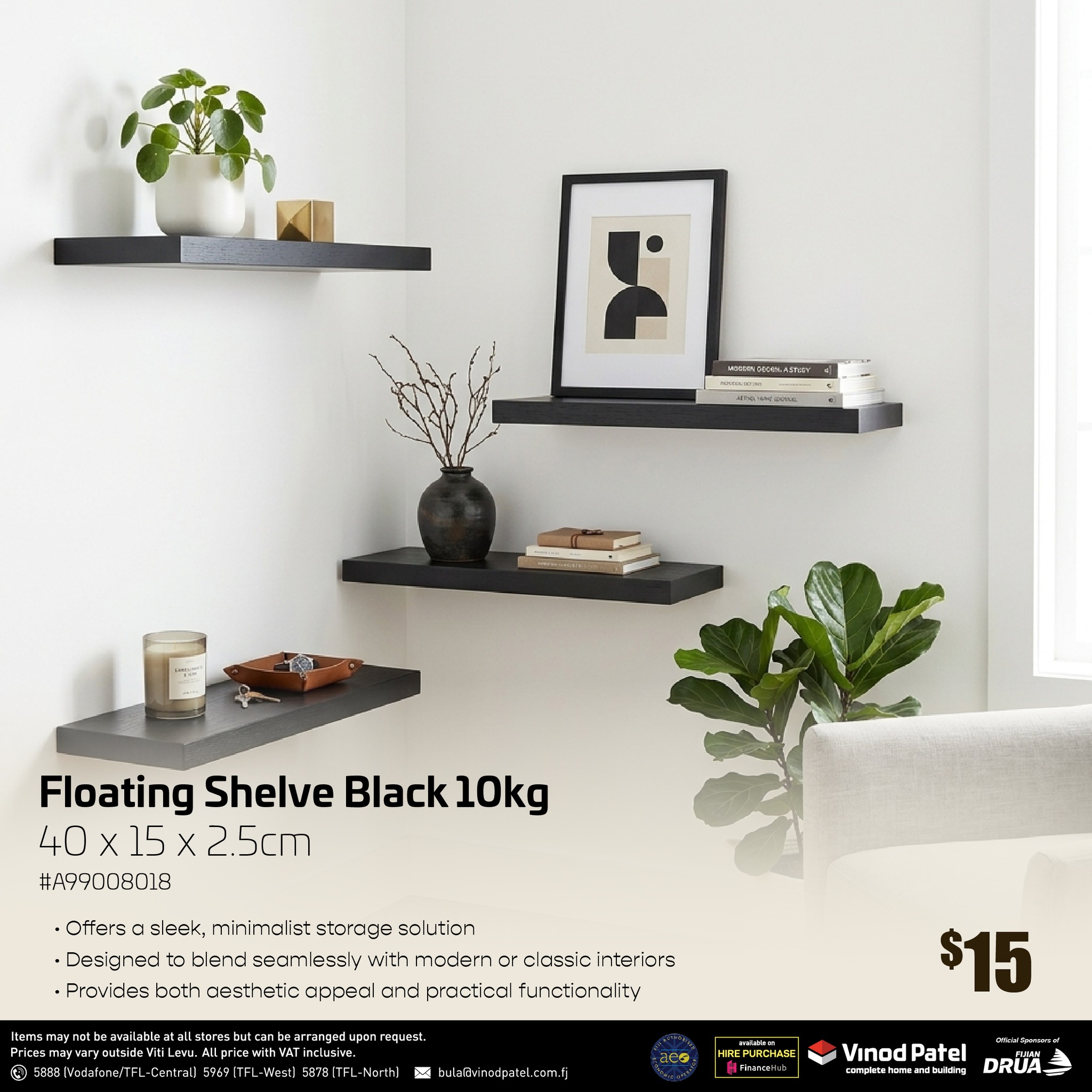 Floating Shelve Black 10kg